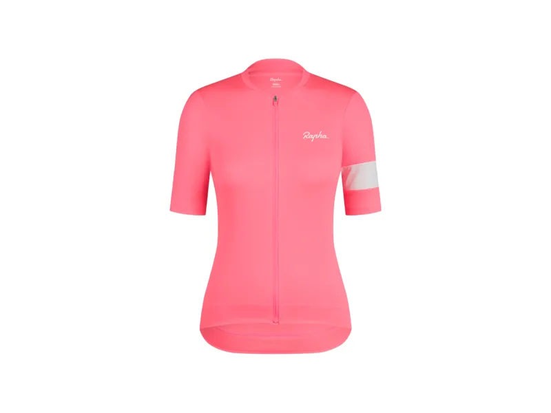 Rapha Core Women's Cycling Short Sleeve Jersey in Visibility Pink/White
