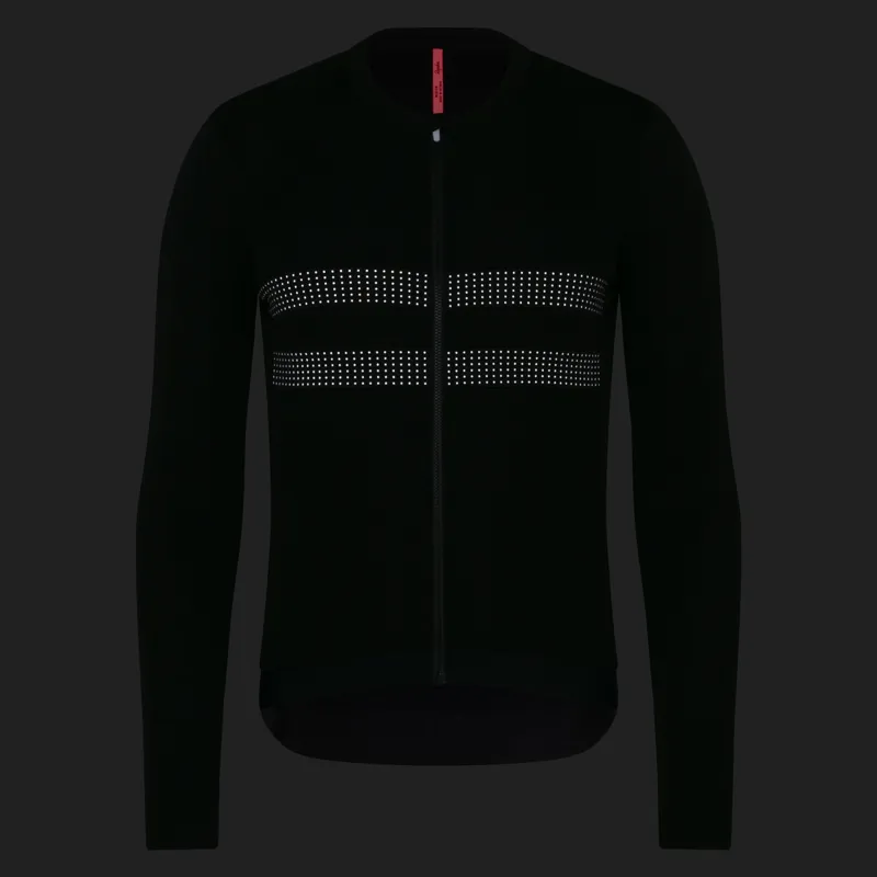 Rapha Men's Brevet Long Sleeve Merino Jersey III in Black-6