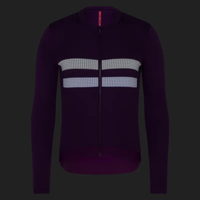 Rapha Men's Brevet Long Sleeve Merino Jersey III in Blackberry/White-6