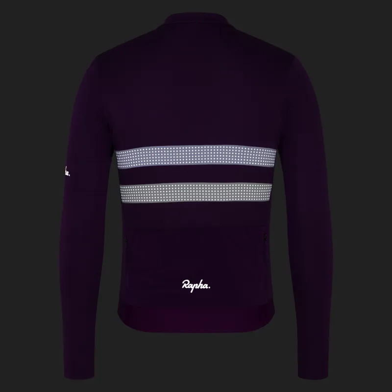 Rapha Men's Brevet Long Sleeve Merino Jersey III in Blackberry/White-7