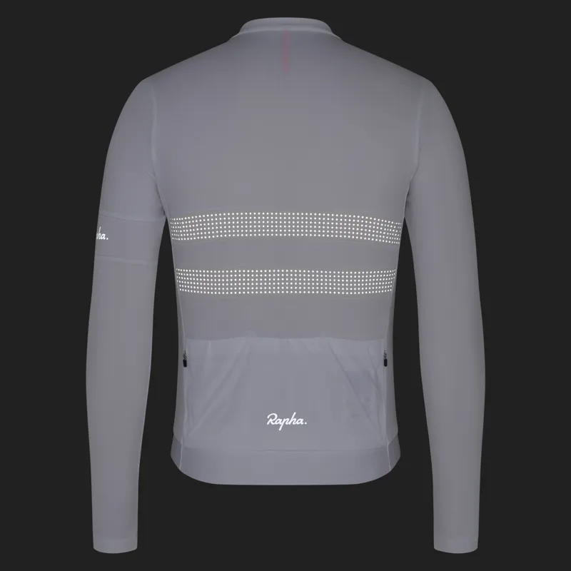 Rapha Men's Brevet Long Sleeve Merino Jersey III in White/Silver-7