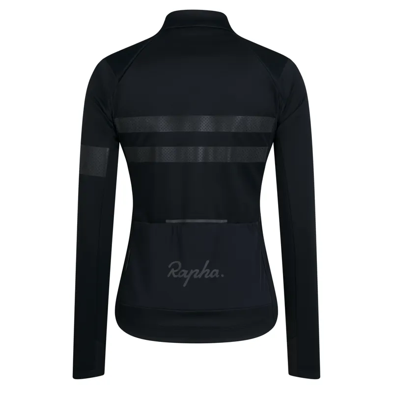 Rapha Women's Brevet Long Sleeve Windstopper Jersey in Black/Black Reflective-1