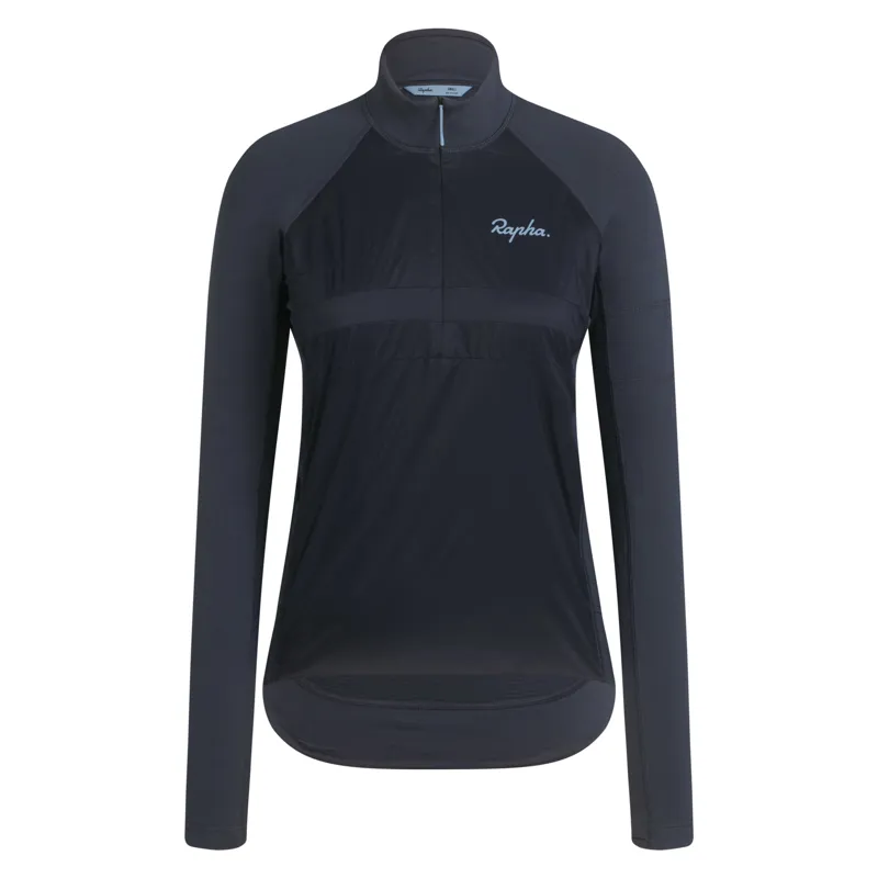 Rapha Women's Explore Zip Neck Pullover in Dark Grey/Dark Navy