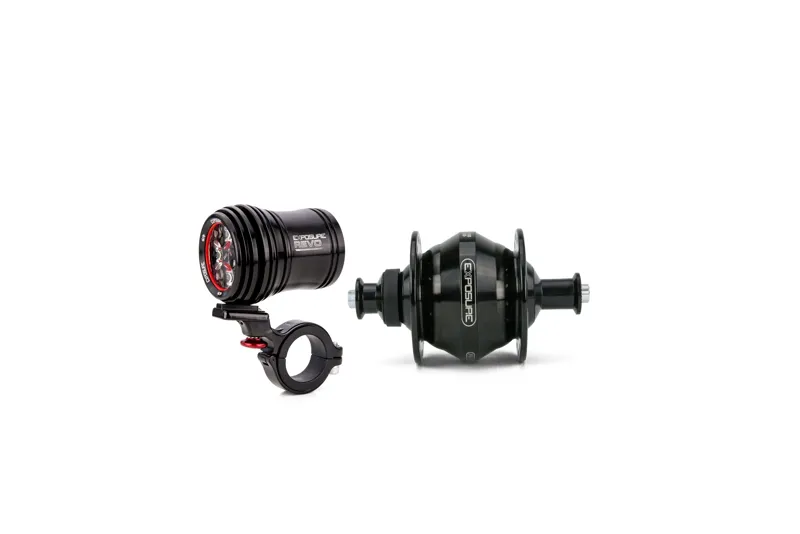 Exposure Lights Revo Pack Dynamo Light with 32 Spoke Rim Brake Hub in Black