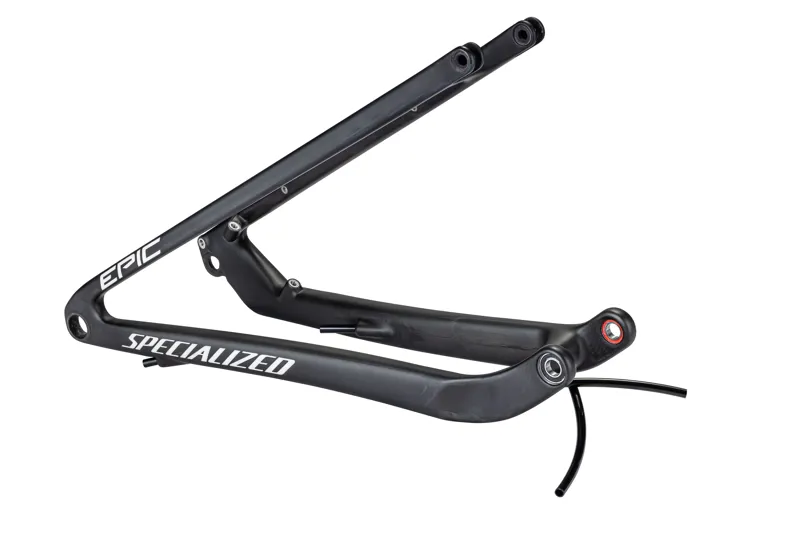 Specialized CHS MY22 SW EPIC REAR STAY ASSEMBLY 29 CARBON 12X148MM - STN GLS CARB BLUMRNO METWHTSIL COLOR RUN in Satin/Gloss Carbon/Blue Murano/Metallic White/Silver Color Run