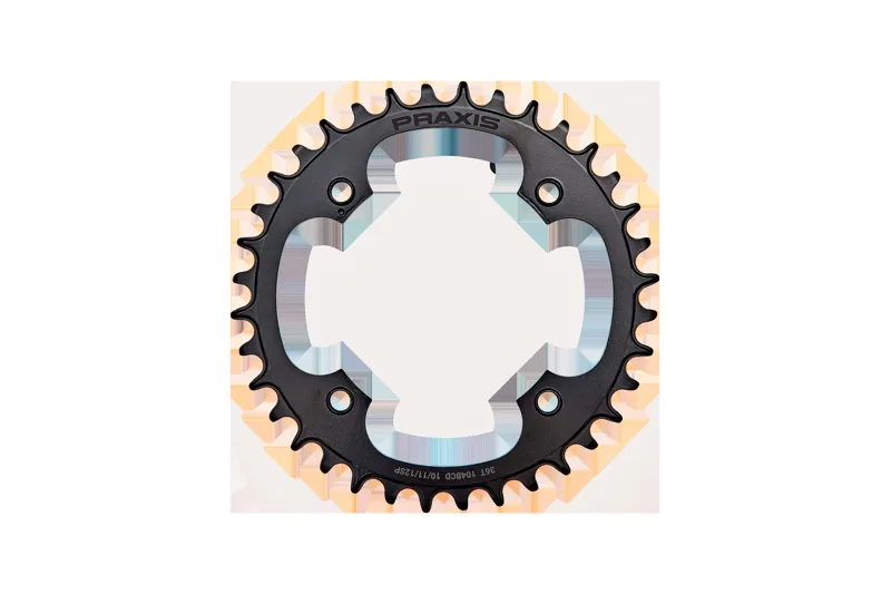 Specialized CHR TURBO 36T 11/12-SPD 104BCD 1X RING NARROW WIDE STEEL W/ CHAINRING BOLTS PRAXIS in Black