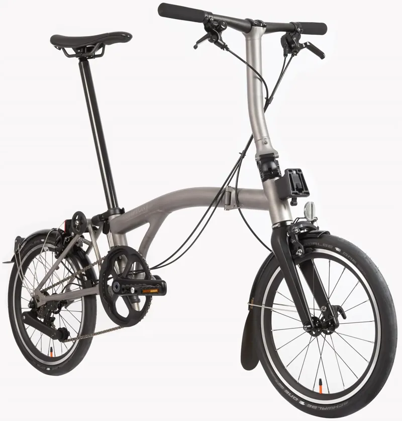 Brompton T Line 4-Speed Folding Bike 2026 in Blasted Titanium-2