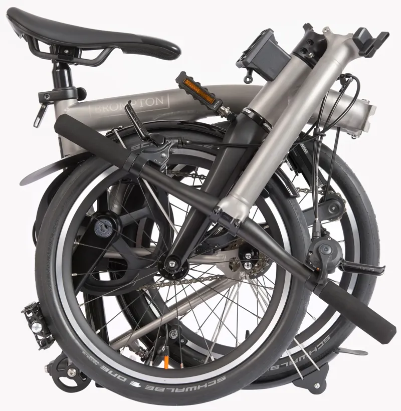 Brompton T Line 4-Speed Folding Bike 2026 in Blasted Titanium-3