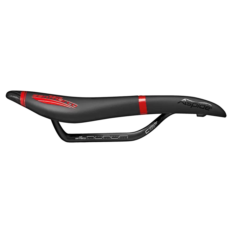Selle San Marco Aspide Open-Fit Carbon FX Saddle in Black/Red-1