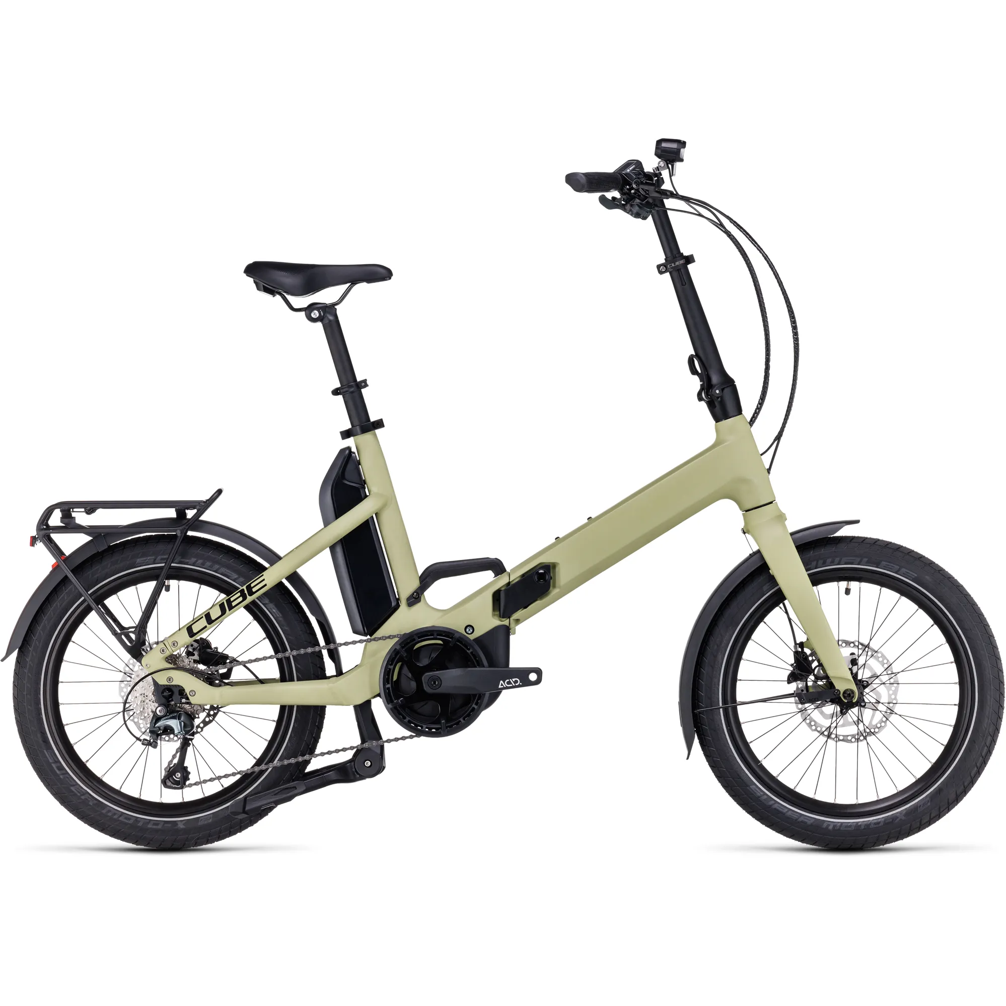 Cube Fold Sport Hybrid 500 Electric Folding Bike 2024 in Green Black