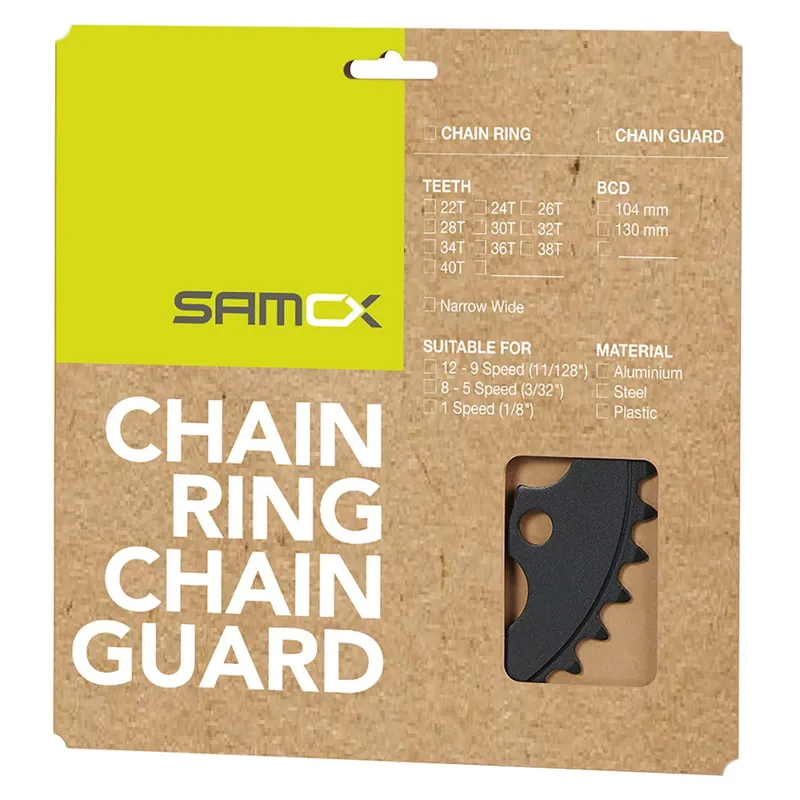 Samox Steel E-Bike Chainring 44t 104bcd in Black-2