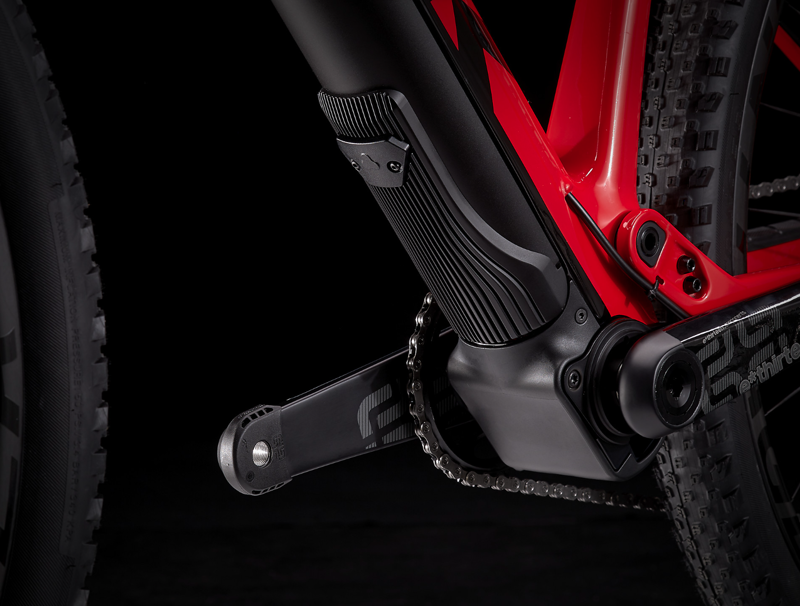 Trek E-Caliber 9.8 XT Full Suspension Electric Mountain Bike 2021 in Marigold/Red-9