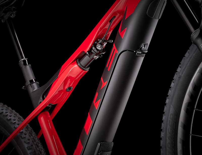 Trek E-Caliber 9.8 XT Full Suspension Electric Mountain Bike 2021 in Radioactive Red/Black-5