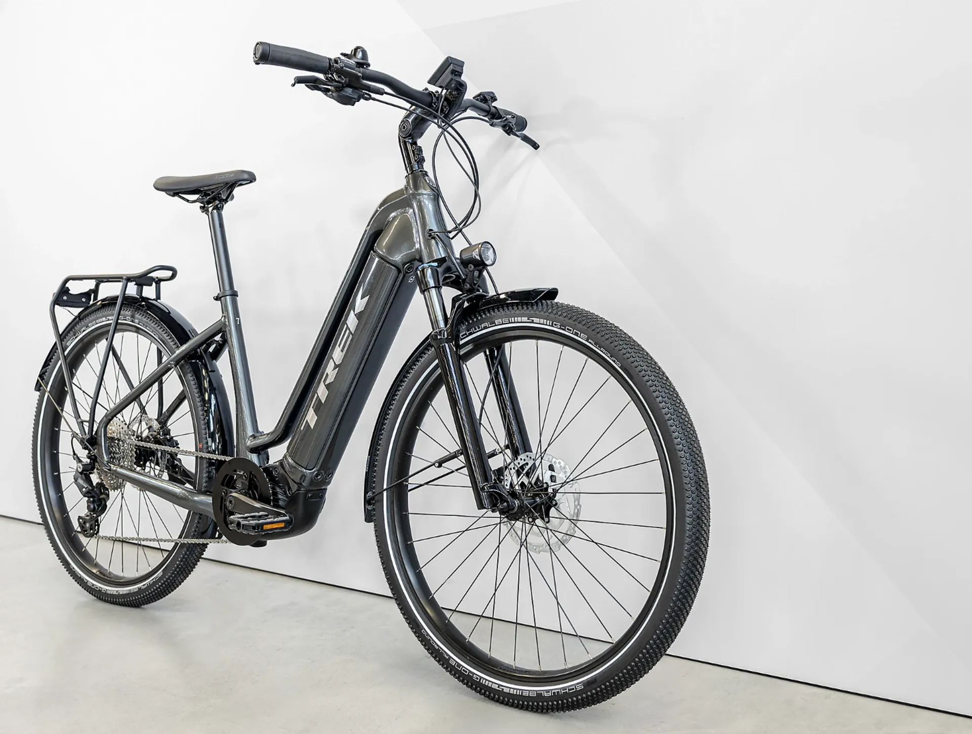 Trek Allant+ Lowstep 625wh Electric Hybrid Bike 2023 in Lithium Grey
