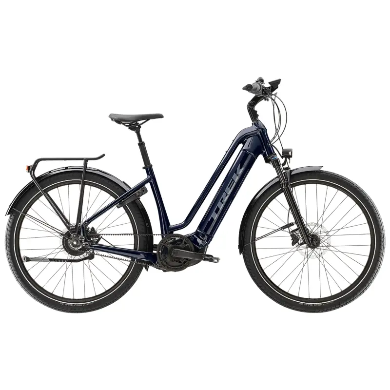 Balfes Bikes Trek Allant+ 9 Lowstep 625wh Electric Hybrid Bike 2025 in Deep Dark Blue | Free postage over £30, £10 off first order, price match & 0% finance.