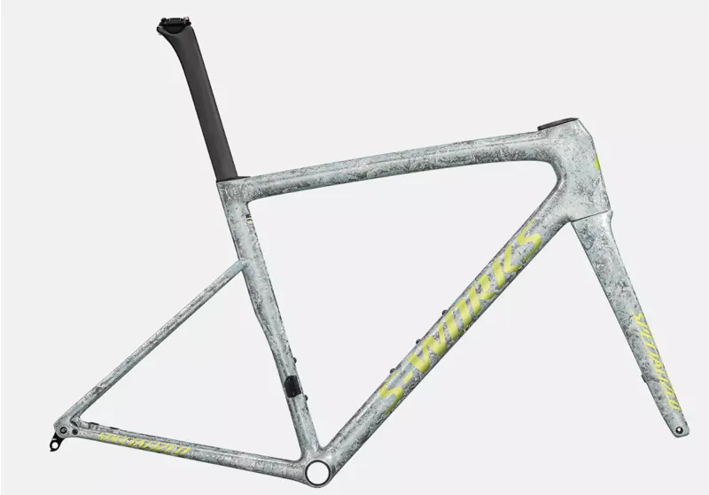 Specialized S-Works Tarmac SL8 Road Frameset 2025 in Satin Liquid Silver  Gloss Team Yellow Tint