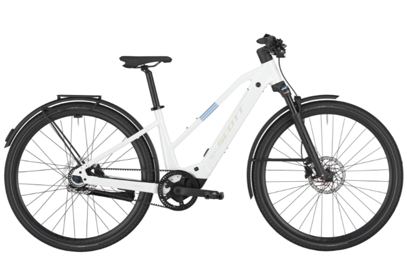 Scott Passage 10 Belt Slope Electric Hybrid Bike 2025 in White-1