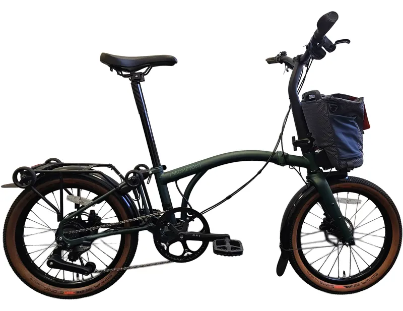 EX DEMO Brompton Electric G Line with Roller Frame 4 Spd Folding Bike 2025 in Forest Green