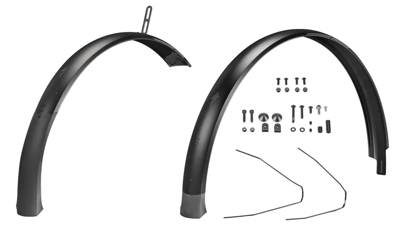Specialized FND MY20 COMO LTD GEN.1 FRONT and REAR FENDER SET 650B ALLOY 65MM WIDTH REAR DRILLED FOR HERMMANS H-TRACE MINI W/ HARDWARE in Black