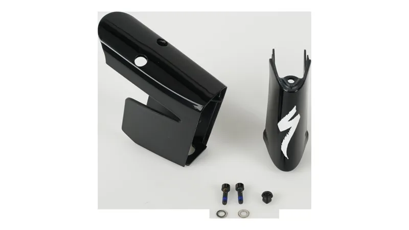 Specialized FRM SHIV DISC NOSECONE W/ BOLT AND WASHER FOR SM and XS FRAMES - GLOSS CARBON in Gloss Black/White