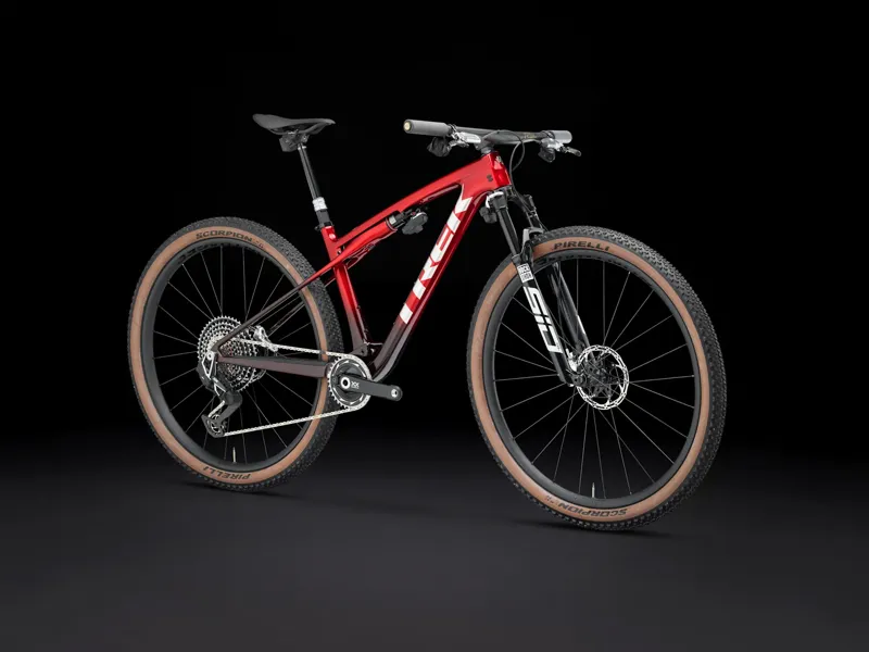 Trek Supercaliber SLR 9.9 Flight Attendant Gen 2 Full Suspension Mountain Bike 2025 in Red Smoke/Drizzle-1