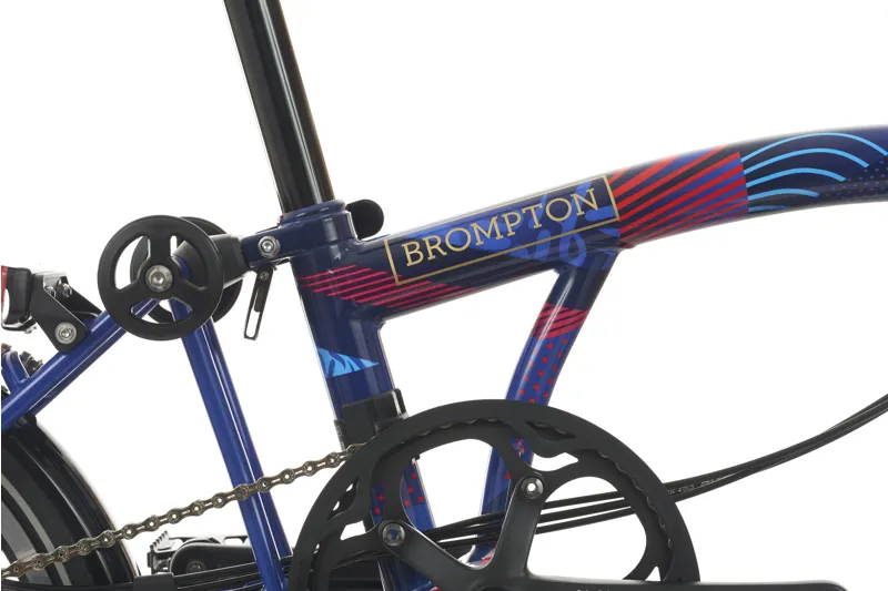 Brompton Team GB 2024 Editon P Line 12 Speed Mid-Handlebar Folding Bike 2024 in Gloss Arctic Blue Union Jack pattern-6