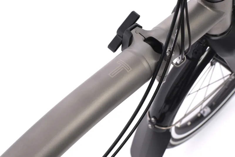 Brompton Electric T Line 1-Speed Folding Bike 2026 in Blasted Titanium-4