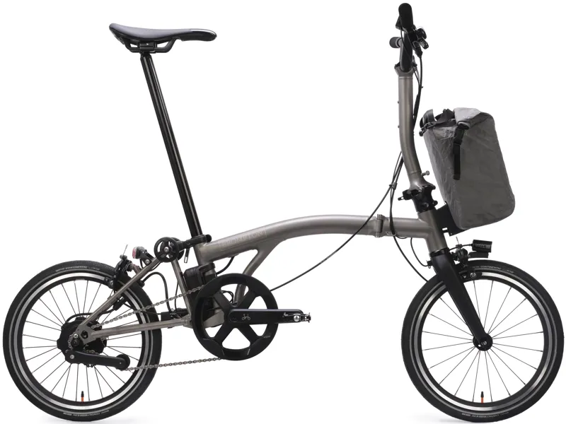 Balfes Bikes Brompton Electric T Line 1-Speed Folding Bike 2026 in Blasted Titanium | Free postage over £30, £10 off first order, price match & 0% finance.