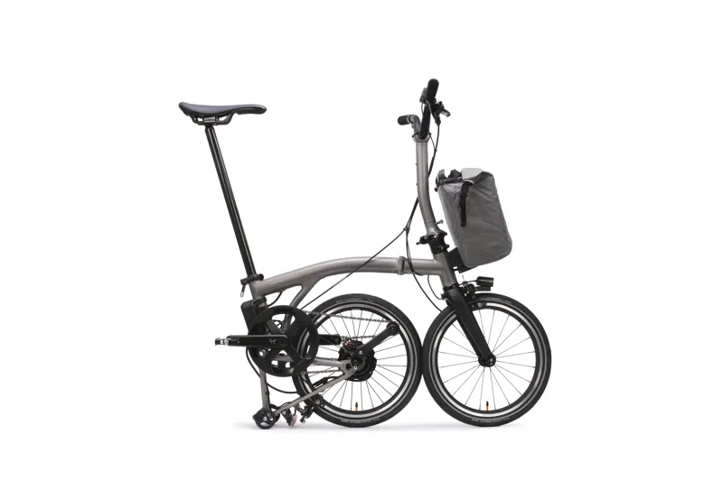Brompton Electric T Line 1-Speed Folding Bike 2026 in Blasted Titanium-2
