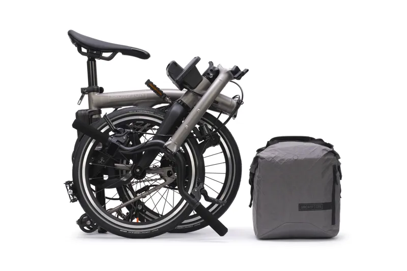 Brompton Electric T Line 1-Speed Folding Bike 2026 in Blasted Titanium-3