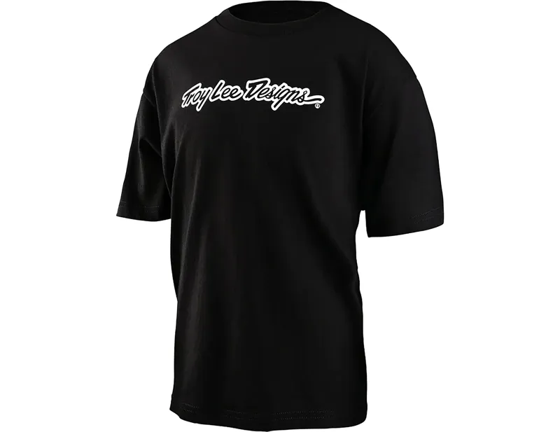 Balfes Bikes Troy Lee Designs Youth Short Sleeve Signature Tee in Black | Free postage over £30, £10 off first order, price match & 0% finance.
