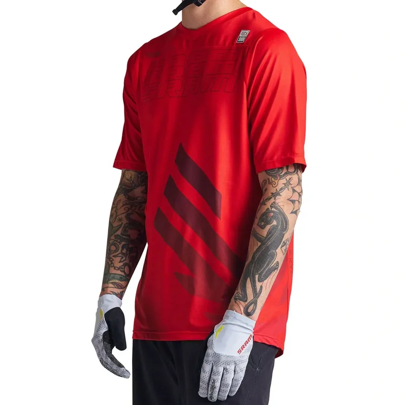 Troy Lee Designs Skyline Short Sleeve Jersey Sram Eagle One in Fiery Red-5
