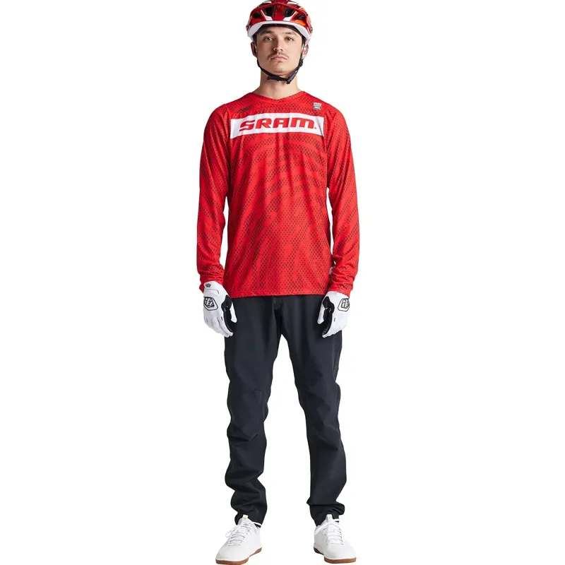 Troy Lee Designs Skyline Air Long Sleeve Jersey Sram Roots in Fiery Red-3