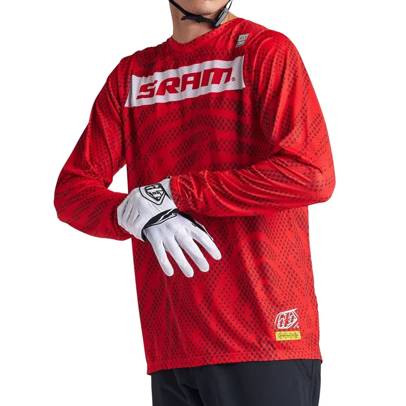 Troy Lee Designs Skyline Air Long Sleeve Jersey Sram Roots in Fiery Red-4