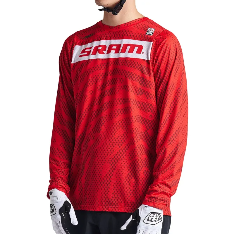 Troy Lee Designs Skyline Air Long Sleeve Jersey Sram Roots in Fiery Red-5
