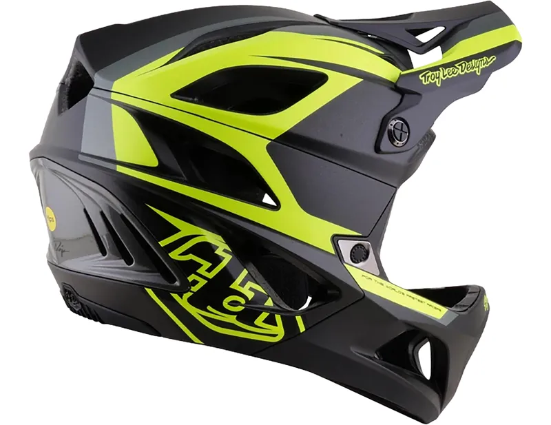 Troy Lee Designs Stage 2 High VZ Helmet in Charcoal/Flo Yellow-4