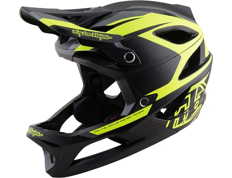 Troy Lee Designs Stage 2 High VZ Helmet in Charcoal/Flo Yellow