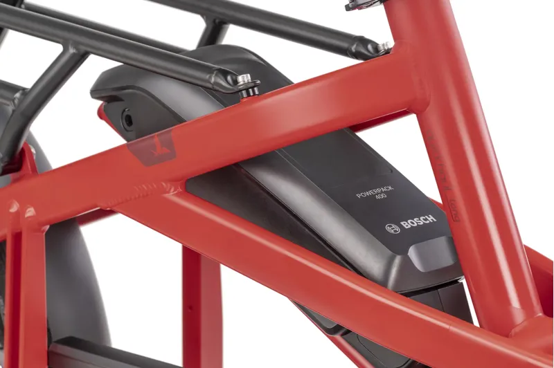 Tern Quick Haul Long D9 Performance 400Wh Electric Cargo Bike 2026 in Satin Traffic Red-5
