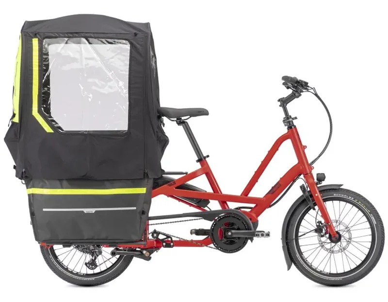 Quick Haul Long D9 400Wh Electric Cargo Bike 2025 Red with Clubhouse Fort Bundle-1