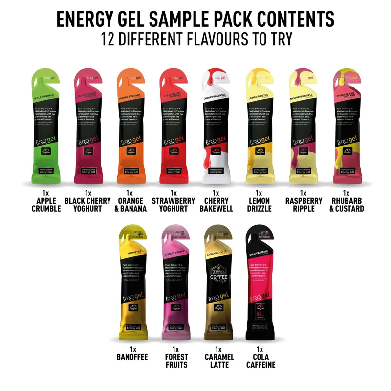 Torq Gel Taster Pack - 12 Flavours 8 Regular/4 Natural Caffeine-1