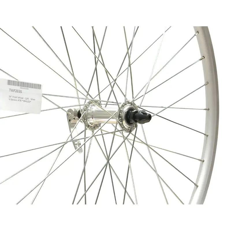 Balfes Bikes Cycle Division 26 inch QR Front ATB Wheel V-Section in Silver | Free postage over £30, £10 off first order, price match & 0% finance.