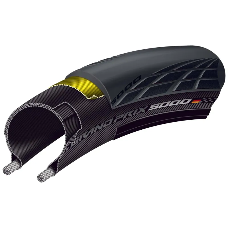 Continental Grand Prix 5000AS TR 700c Folding Road Tyre in Black/Cream-2