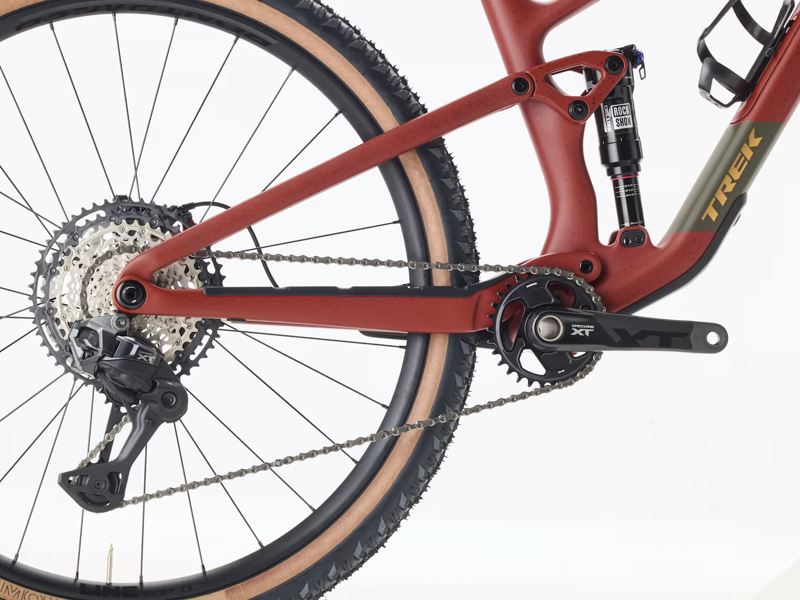 Trek Top Fuel 9.8 XT Di2 Gen 4 Full Suspension Mountain Bike 2026 in Matte Sedona Red/Pennyflake-5