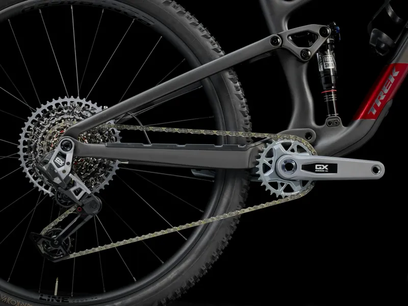 Trek Top Fuel 9.8 GX AXS Gen 4 Full Suspension Mountain Bike 2025 in Matte Dark Web Black-5