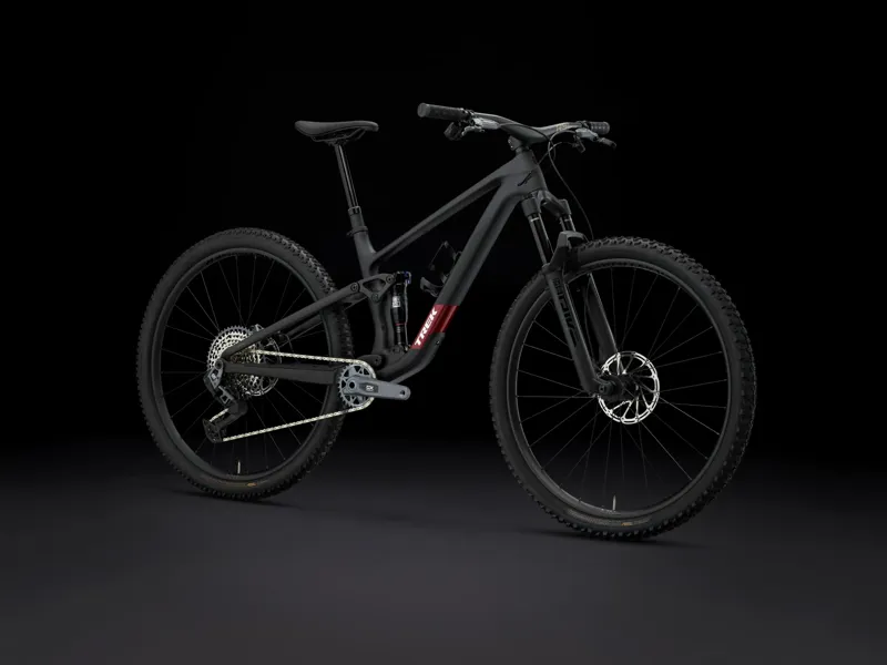 Trek Top Fuel 9.8 GX AXS Gen 4 Full Suspension Mountain Bike 2025 in Matte Dark Web Black-1
