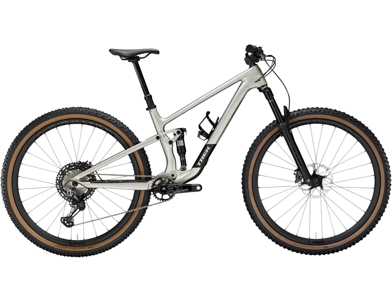 Balfes Bikes Trek Top Fuel 9.9 XTR Gen 4 Full Suspension Mountain Bike 2025 in Lunar Silver | Free postage over £30, £10 off first order, price match & 0% finance.