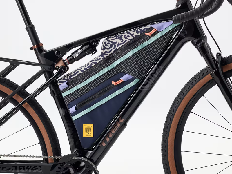 Trek CheckOUT Frame Bag by Topo Designs in Black/Light Blue-2
