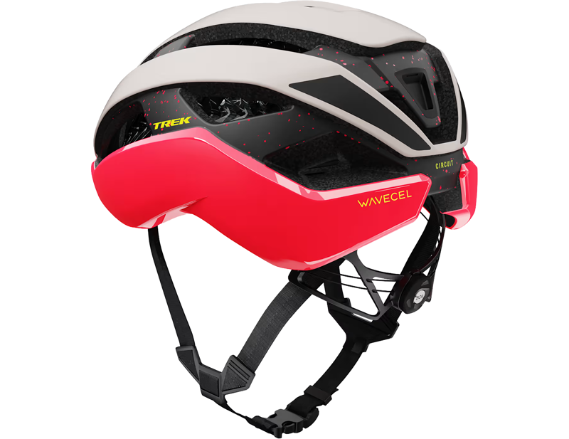Trek Circuit Wavecel Road Helmet in Era White/Radioactive Coral-2
