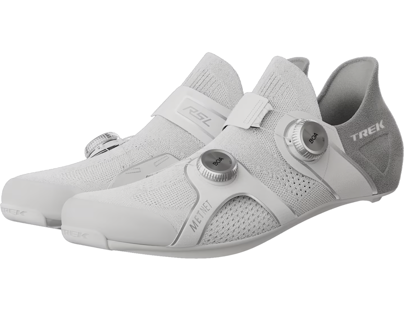 Trek RSL Knit Road Cycling Shoes in White/Silver-3