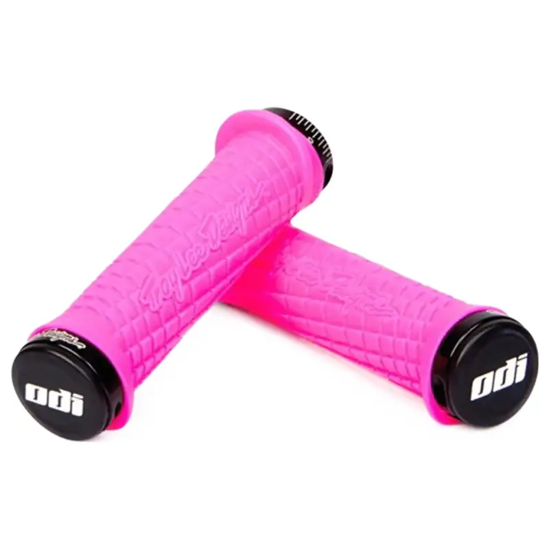Balfes Bikes Odi Troy Lee Designs MTB Lock On Grips 130mm in Pink/Black | Free postage over £30, £10 off first order, price match & 0% finance.